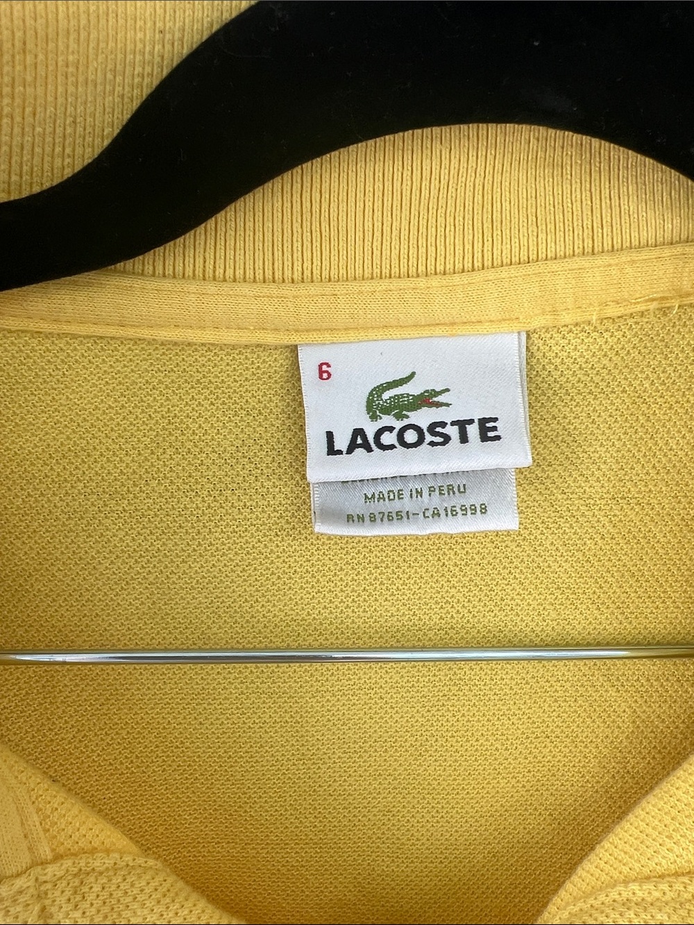 Lacoste Yellow Short-Sleeve Pique Polo with Crocodile Logo Size 6- XL - Picture 2 of 9